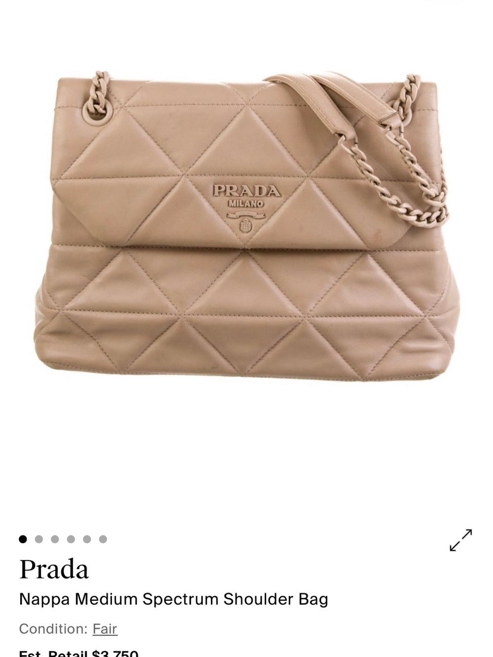 Prada Quilted Nappa Shoulder Bag - Taupe